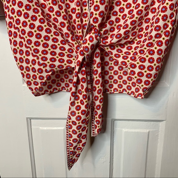 Max Studio Floral Front Tie Button Down Cardigan Blouse - Picture 8 of 12